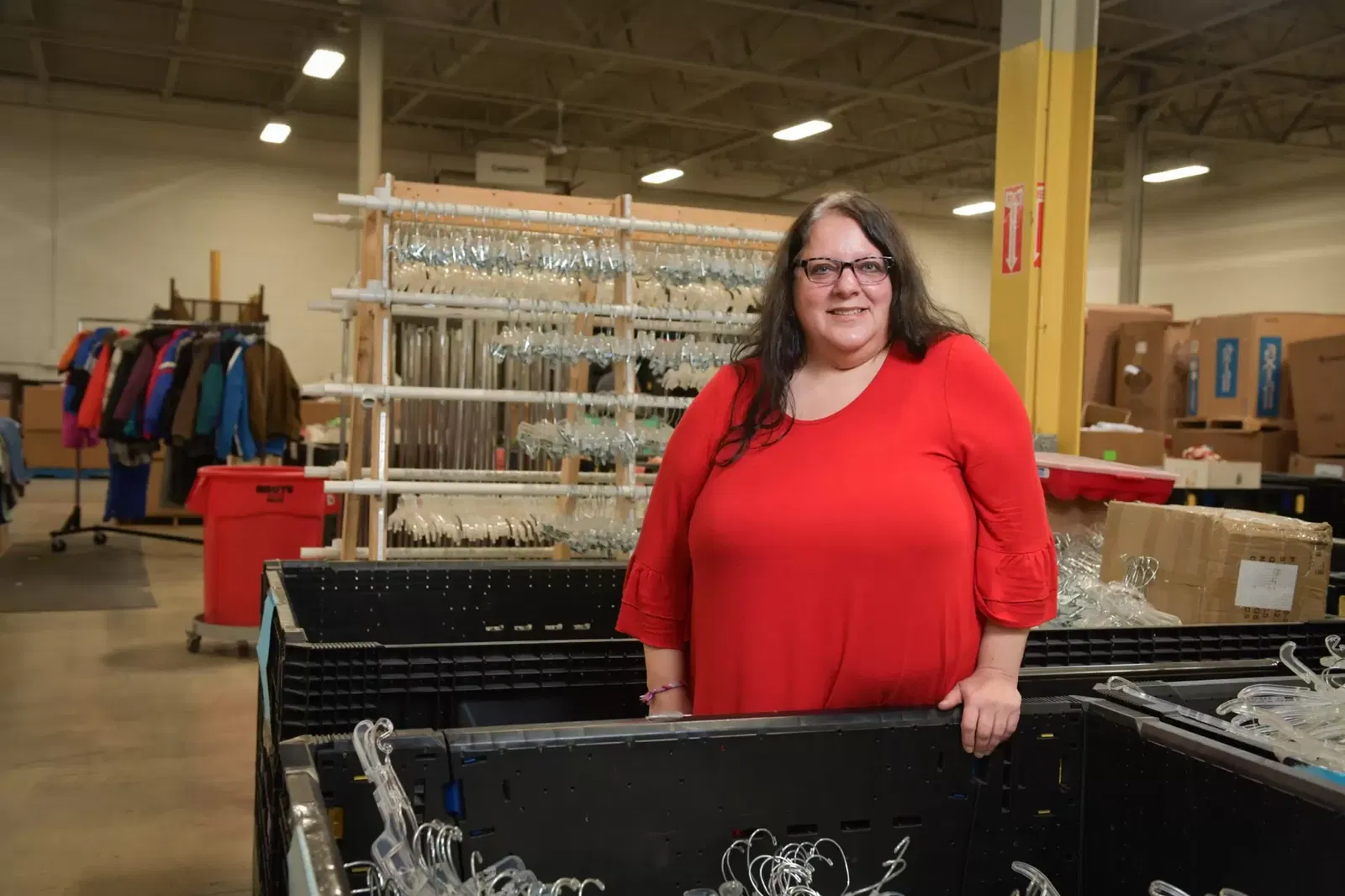 Barbara working at the thrift store